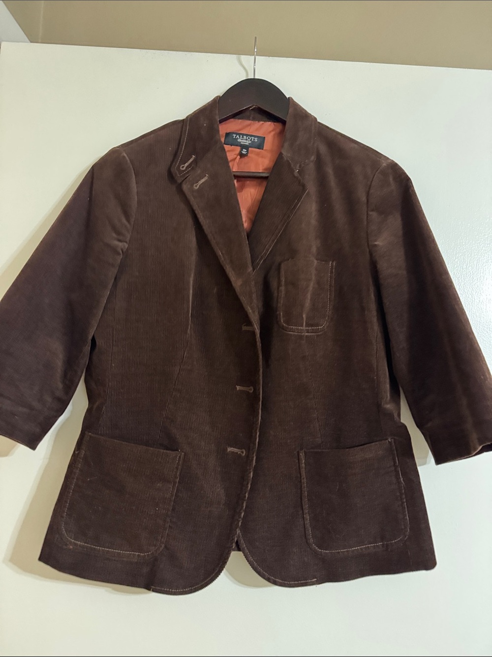 Talbots Brown Corduroy Blazer with Patch Pockets